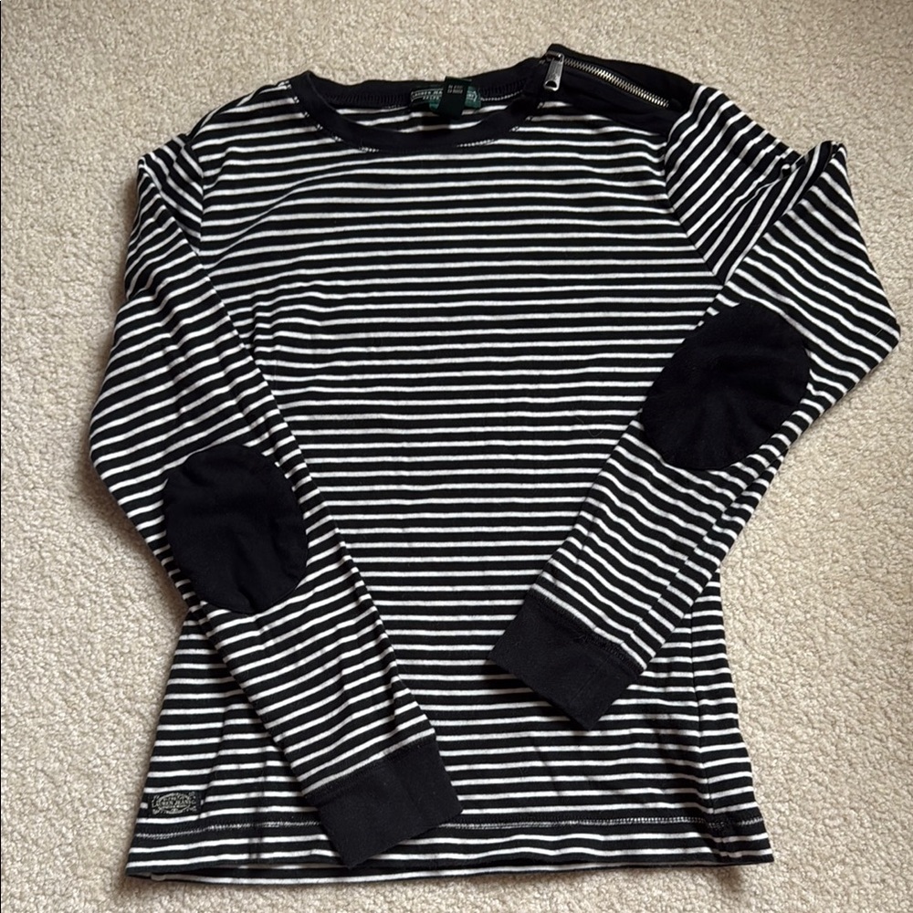 Ralph Lauren Striped Long Sleeve Top with Elbow Patches